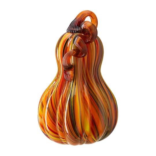 Glitzhome® Multi Striped Glass Pumpkin & Gourd Set